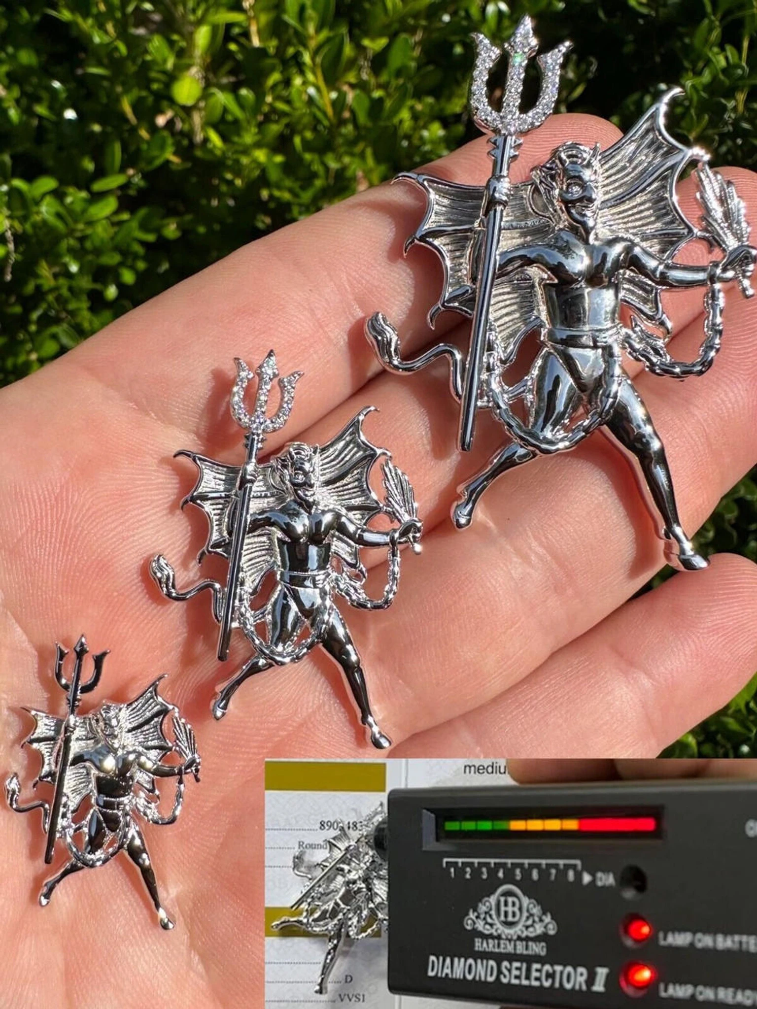 MOISSANITE Devil Satan Pendant - Iced Diablo Demon Necklace Real 925 Silver 3 MOISSANITE Devil Satan Pendant - Iced Diablo Demon Necklace Real 925 Silver