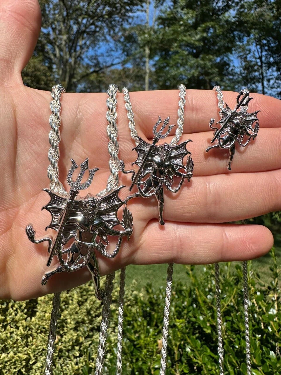 MOISSANITE Devil Satan Pendant - Iced Diablo Demon Necklace Real 925 Silver 5 MOISSANITE Devil Satan Pendant - Iced Diablo Demon Necklace Real 925 Silver - Image 3