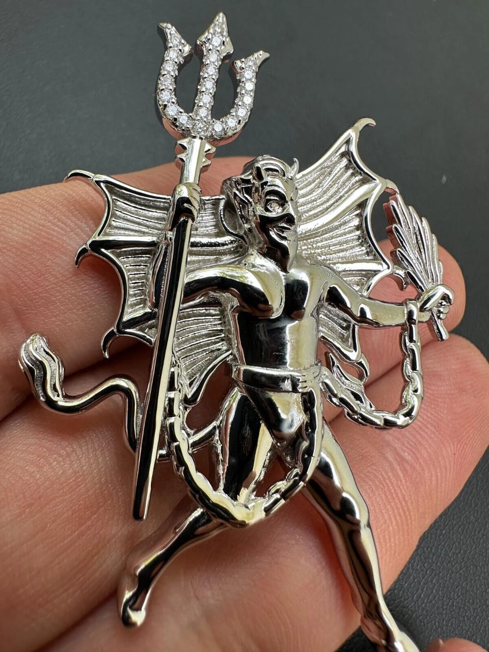 MOISSANITE Devil Satan Pendant - Iced Diablo Demon Necklace Real 925 Silver 6 MOISSANITE Devil Satan Pendant - Iced Diablo Demon Necklace Real 925 Silver - Image 4