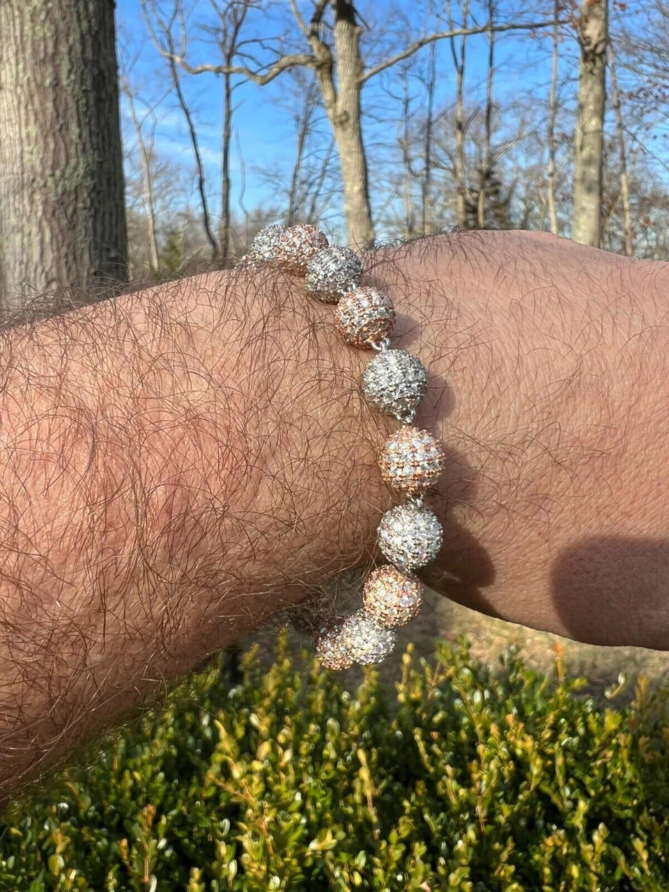 Moissanite Disco Moon Ball Bracelet 925 Silver & 14k Rose Gold Pass Diamond Test 22 Moissanite Disco Moon Ball Bracelet 925 Silver & 14k Rose Gold Pass Diamond Test - Image 20