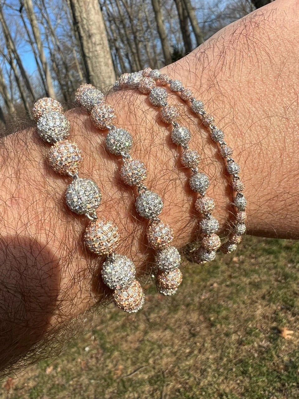 Moissanite Disco Moon Ball Bracelet 925 Silver & 14k Rose Gold Pass Diamond Test 16 Moissanite Disco Moon Ball Bracelet 925 Silver & 14k Rose Gold Pass Diamond Test - Image 14