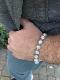 Moissanite Disco Moon Ball Shambala Bracelet 925 Silver 4-10mm Pass Diamond Test -Harlem Bling Shop harlembling moissanite disco moon ball shambala bracelet 925 silver 4 10mm pass diamond test 03307.1675447148