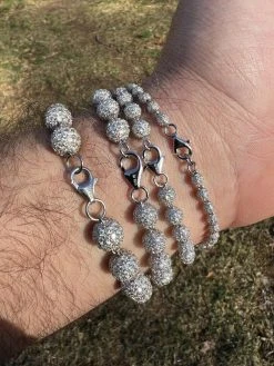 Moissanite Disco Moon Ball Shambala Bracelet 925 Silver 4-10mm Pass Diamond Test -Harlem Bling Shop harlembling moissanite disco moon ball shambala bracelet 925 silver 4 10mm pass diamond test 06866.1675447131