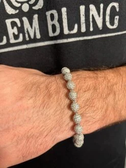 Moissanite Disco Moon Ball Shambala Bracelet 925 Silver 4-10mm Pass Diamond Test -Harlem Bling Shop harlembling moissanite disco moon ball shambala bracelet 925 silver 4 10mm pass diamond test 88286.1675447442