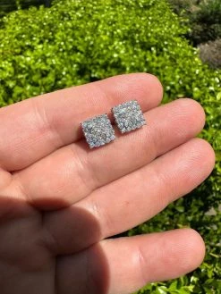 MOISSANITE Earrings Square 10mm Real 925 Silver Iced Large Mens Studs Hip Hop -Harlem Bling Shop harlembling moissanite earrings square 10mm real 925 silver iced large mens studs hip hop 02821.1683838501