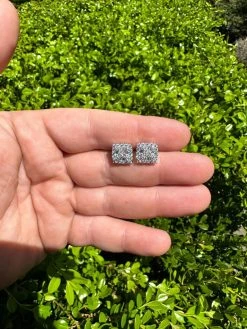 MOISSANITE Earrings Square 10mm Real 925 Silver Iced Large Mens Studs Hip Hop -Harlem Bling Shop harlembling moissanite earrings square 10mm real 925 silver iced large mens studs hip hop 05453.1683838533