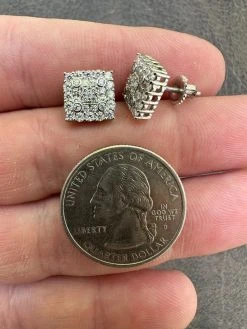 MOISSANITE Earrings Square 10mm Real 925 Silver Iced Large Mens Studs Hip Hop -Harlem Bling Shop harlembling moissanite earrings square 10mm real 925 silver iced large mens studs hip hop 12424.1683838538