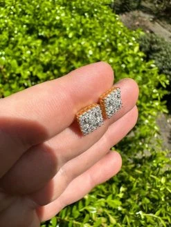 MOISSANITE Earrings Square 10mm Real 925 Silver Iced Large Mens Studs Hip Hop -Harlem Bling Shop harlembling moissanite earrings square 10mm real 925 silver iced large mens studs hip hop 21459.1683838549
