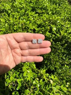 MOISSANITE Earrings Square 10mm Real 925 Silver Iced Large Mens Studs Hip Hop -Harlem Bling Shop harlembling moissanite earrings square 10mm real 925 silver iced large mens studs hip hop 30103.1683838436