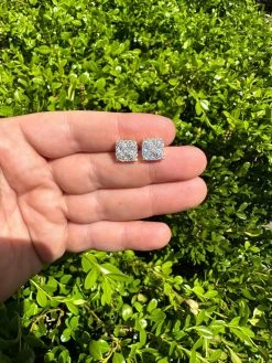MOISSANITE Earrings Square 10mm Real 925 Silver Iced Large Mens Studs Hip Hop -Harlem Bling Shop harlembling moissanite earrings square 10mm real 925 silver iced large mens studs hip hop 67456.1683838481