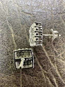 MOISSANITE Earrings Square 10mm Real 925 Silver Iced Large Mens Studs Hip Hop -Harlem Bling Shop harlembling moissanite earrings square 10mm real 925 silver iced large mens studs hip hop 74765.1683838520