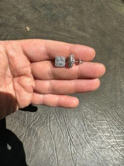 MOISSANITE Earrings Square 10mm Real 925 Silver Iced Large Mens Studs Hip Hop -Harlem Bling Shop harlembling moissanite earrings square 10mm real 925 silver iced large mens studs hip hop 92993.1683838449