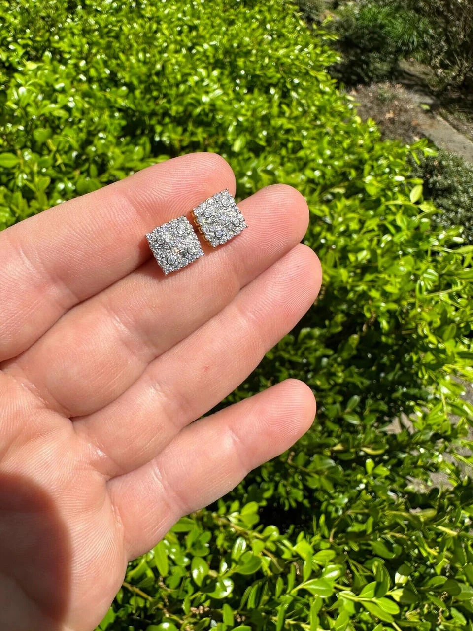 MOISSANITE Earrings Square Real 925 Silver 14k Gold Plated Iced Studs Hip Hop 17 MOISSANITE Earrings Square Real 925 Silver 14k Gold Plated Iced Studs Hip Hop - Image 15