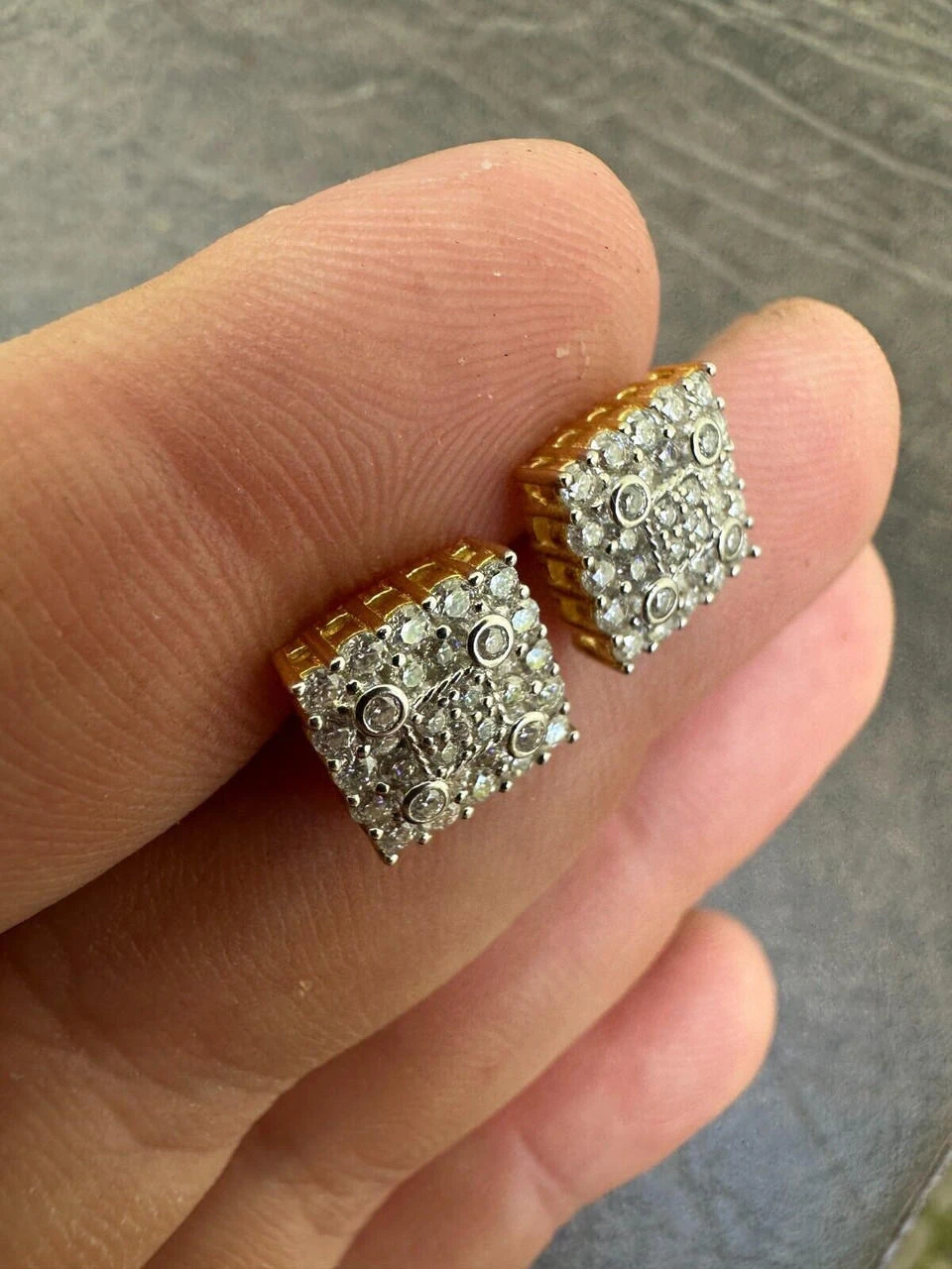 MOISSANITE Earrings Square Real 925 Silver 14k Gold Plated Iced Studs Hip Hop 11 MOISSANITE Earrings Square Real 925 Silver 14k Gold Plated Iced Studs Hip Hop - Image 9