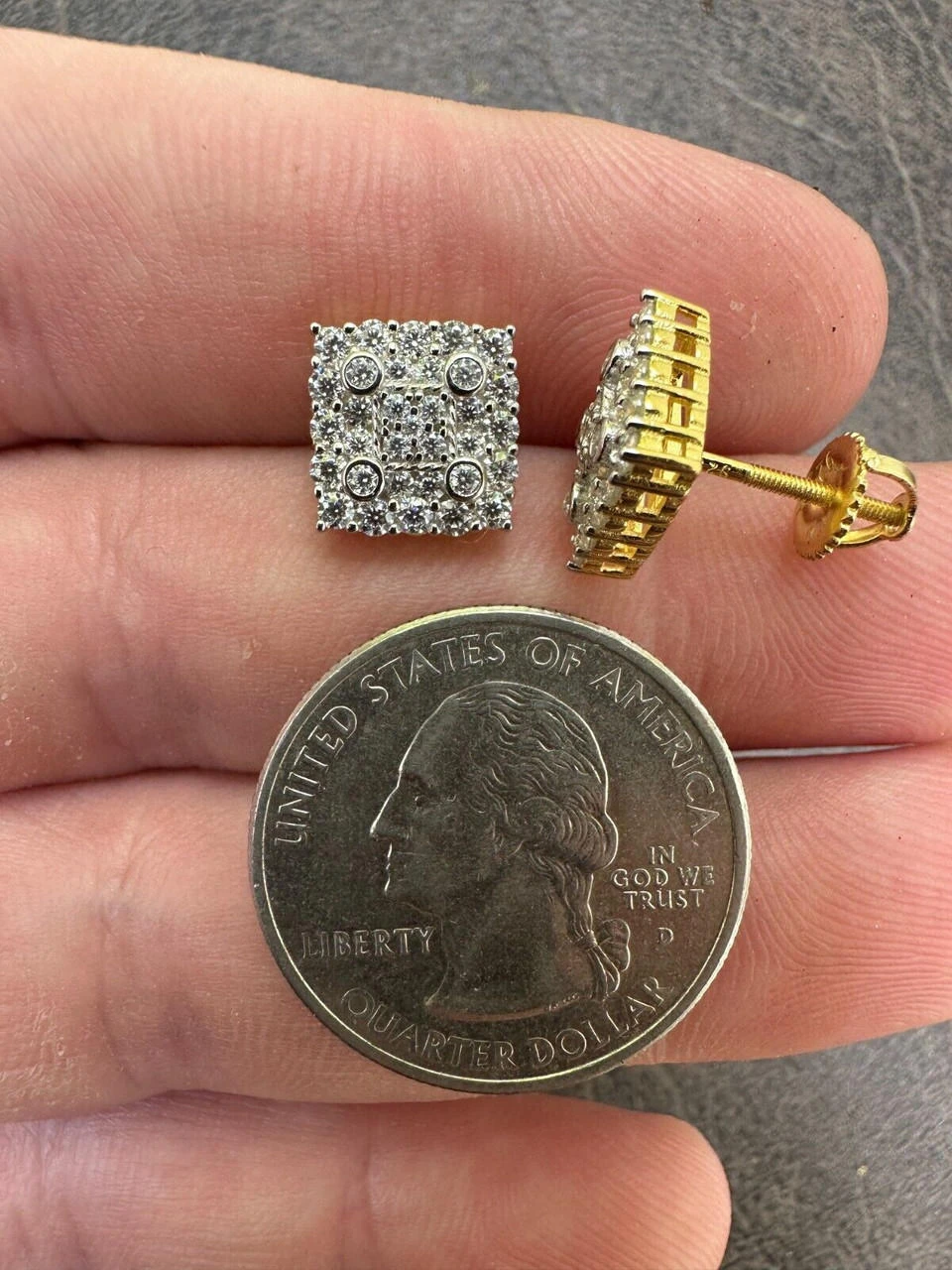 MOISSANITE Earrings Square Real 925 Silver 14k Gold Plated Iced Studs Hip Hop 7 MOISSANITE Earrings Square Real 925 Silver 14k Gold Plated Iced Studs Hip Hop - Image 5