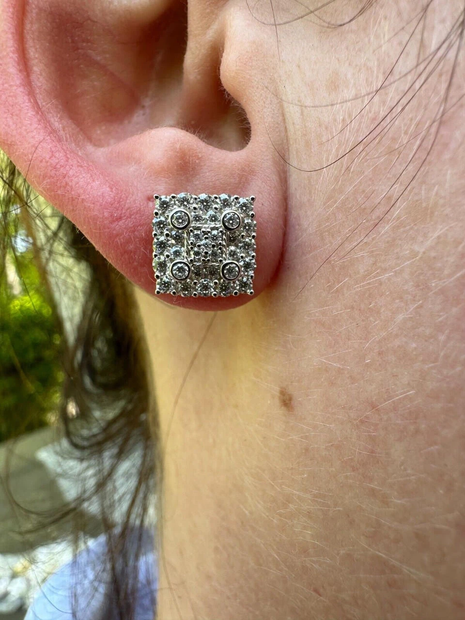 MOISSANITE Earrings Square Real 925 Silver 14k Gold Plated Iced Studs Hip Hop 5 MOISSANITE Earrings Square Real 925 Silver 14k Gold Plated Iced Studs Hip Hop - Image 3