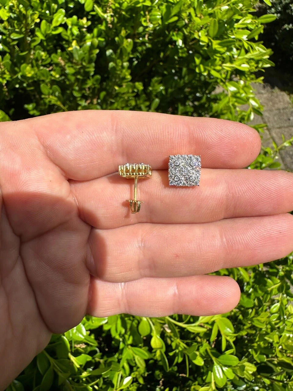 MOISSANITE Earrings Square Real 925 Silver 14k Gold Plated Iced Studs Hip Hop 9 MOISSANITE Earrings Square Real 925 Silver 14k Gold Plated Iced Studs Hip Hop - Image 7