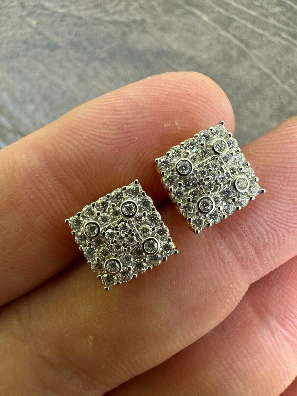 MOISSANITE Earrings Square Real 925 Silver 14k Gold Plated Iced Studs Hip Hop 10 MOISSANITE Earrings Square Real 925 Silver 14k Gold Plated Iced Studs Hip Hop - Image 8