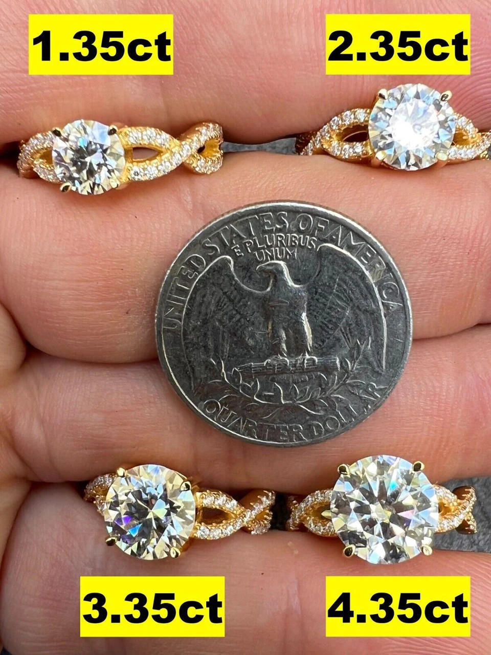 Moissanite Engagement Infinity Promise Ring 14k Gold Vermeil Real 925 Silver 9 Moissanite Engagement Infinity Promise Ring 14k Gold Vermeil Real 925 Silver - Image 7