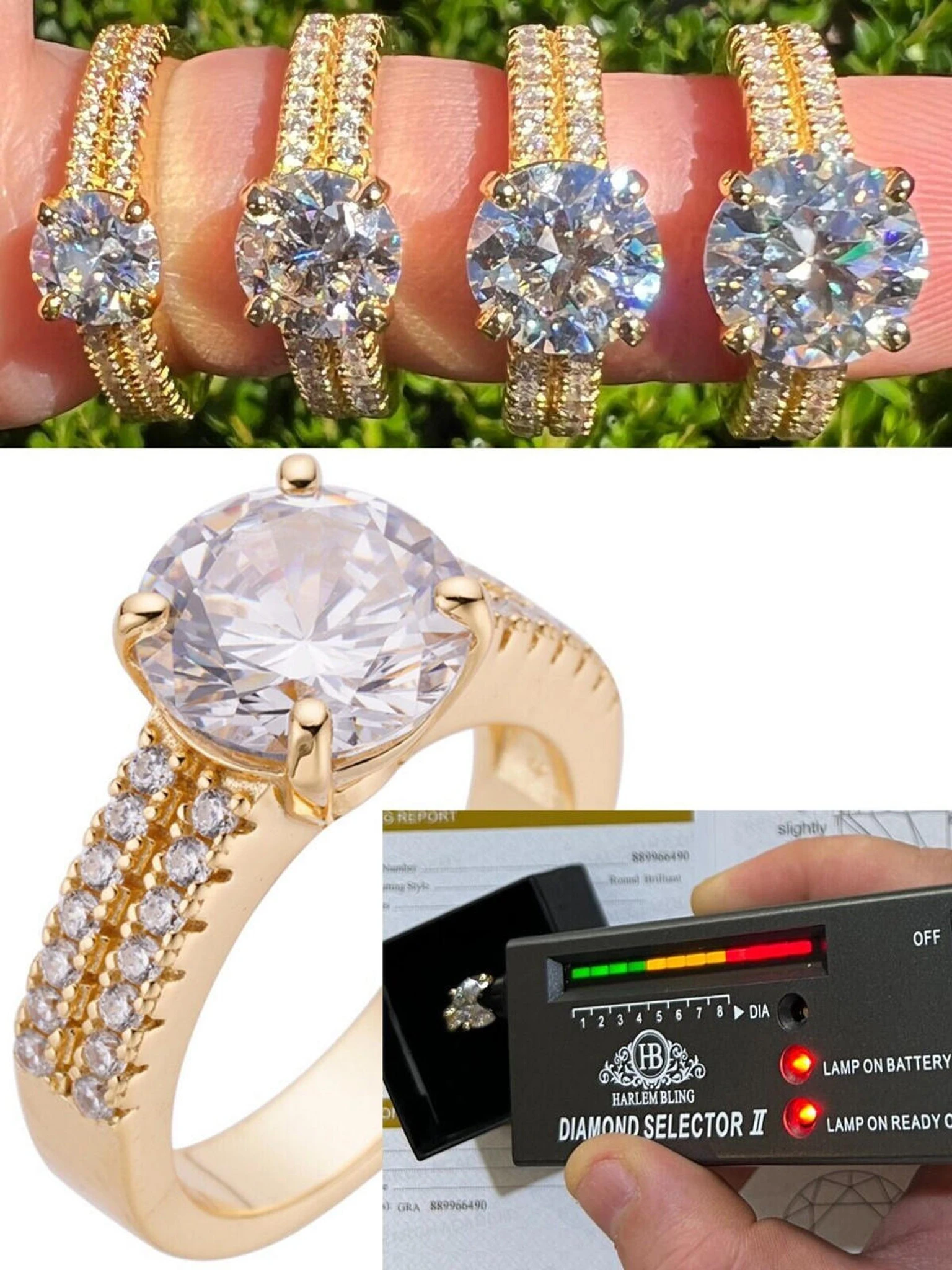 Moissanite Engagement Promise Ring Pass Diamond Test 14k Gold Vermeil 925 Silver 3 Moissanite Engagement Promise Ring Pass Diamond Test 14k Gold Vermeil 925 Silver