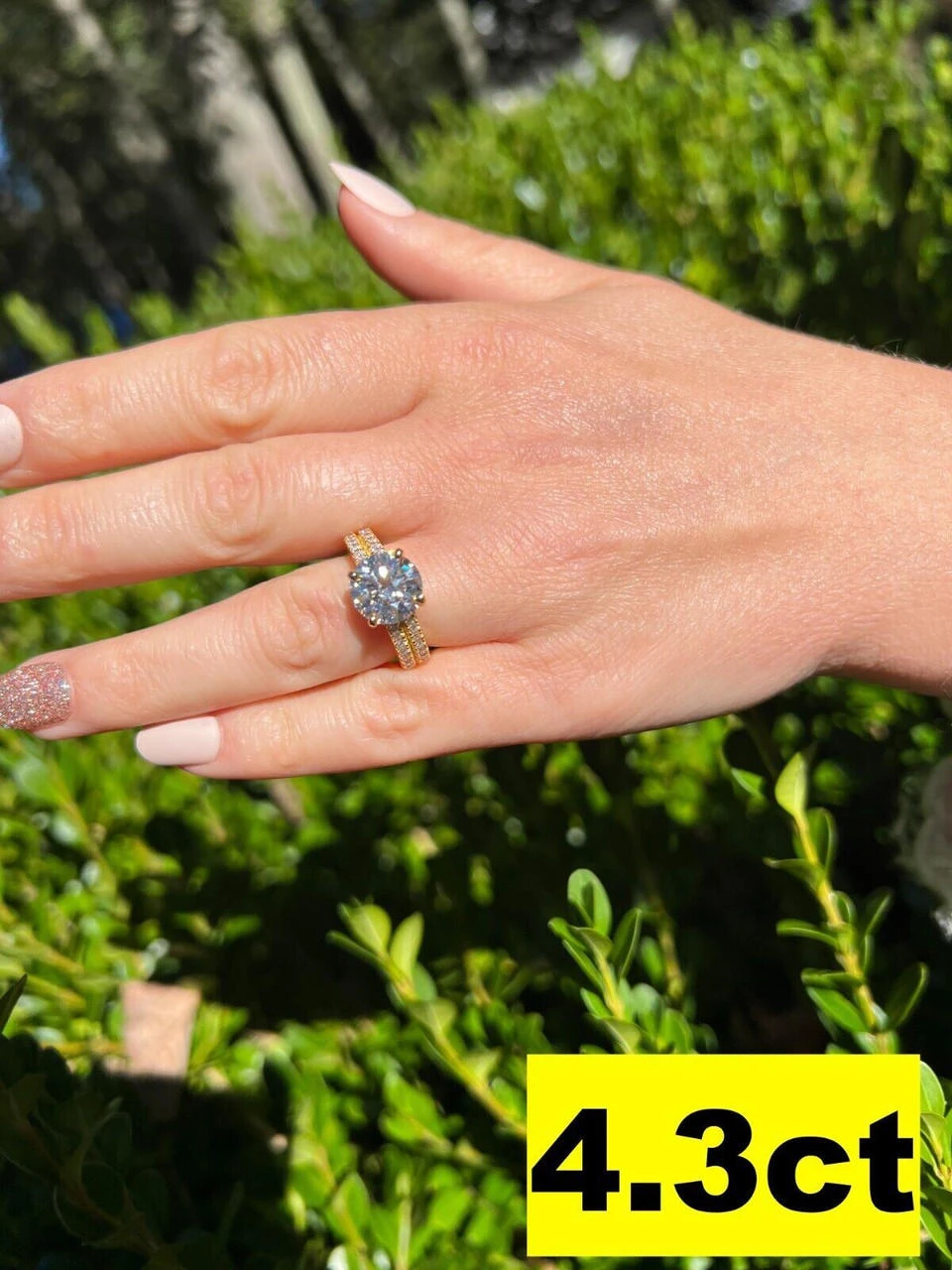 Moissanite Engagement Promise Ring Pass Diamond Test 14k Gold Vermeil 925 Silver 4 Moissanite Engagement Promise Ring Pass Diamond Test 14k Gold Vermeil 925 Silver - Image 2