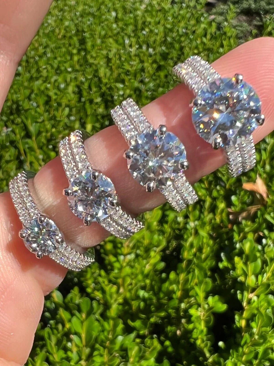 Moissanite Engagement Promise Ring Passes Diamond Tester 925 Silver 1.3ct-4.3ct 4 Moissanite Engagement Promise Ring Passes Diamond Tester 925 Silver 1.3ct-4.3ct - Image 2