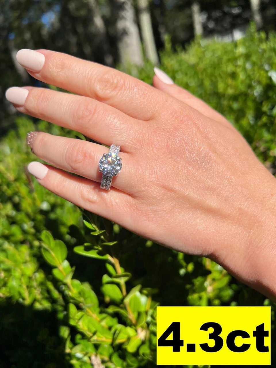 Moissanite Engagement Promise Ring Passes Diamond Tester 925 Silver 1.3ct-4.3ct 5 Moissanite Engagement Promise Ring Passes Diamond Tester 925 Silver 1.3ct-4.3ct - Image 3