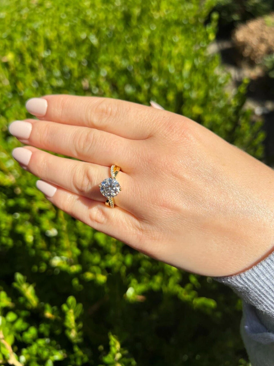 Moissanite Engagement Promise Wedding Ring 14k Gold Vermeil Real 925 Silver 4 Moissanite Engagement Promise Wedding Ring 14k Gold Vermeil Real 925 Silver - Image 2