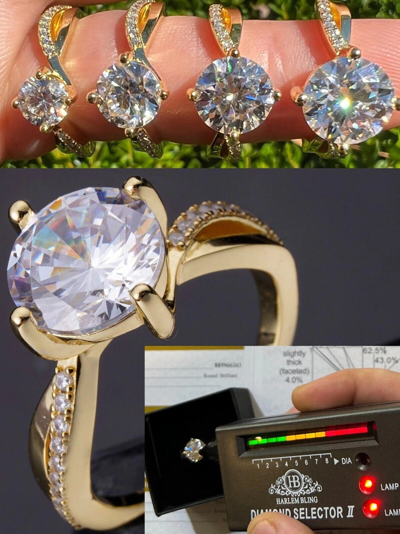 Moissanite Engagement Promise Wedding Ring 14k Gold Vermeil Real 925 Silver 3 Moissanite Engagement Promise Wedding Ring 14k Gold Vermeil Real 925 Silver