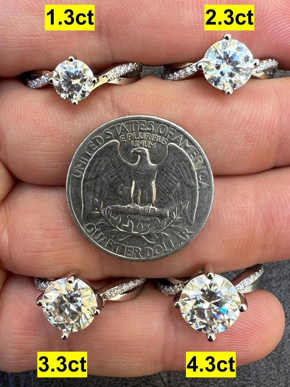 Moissanite Engagement Promise Wedding Ring Pass Diamond Tester Real 925 Silver 4 Moissanite Engagement Promise Wedding Ring Pass Diamond Tester Real 925 Silver - Image 2