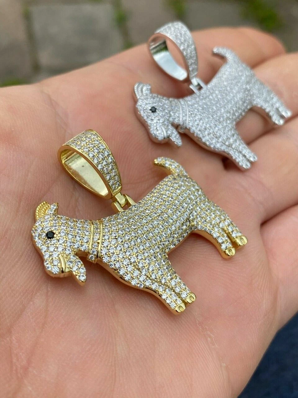 Moissanite GOAT Pendant Bling Necklace Iced Gold Silver Mens Pass Diamond Tester 4 Moissanite GOAT Pendant Bling Necklace Iced Gold Silver Mens Pass Diamond Tester - Image 2