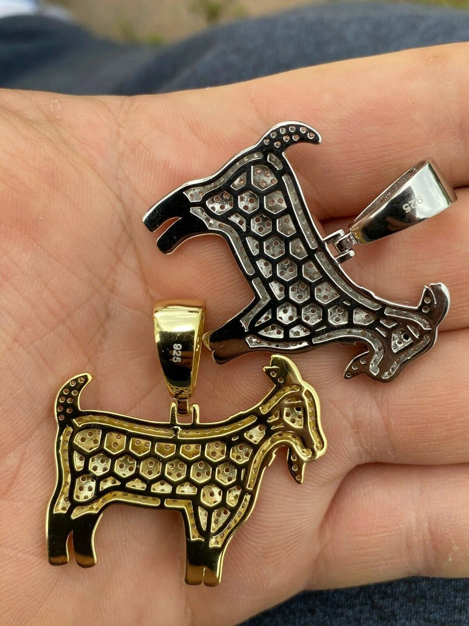 Moissanite GOAT Pendant Bling Necklace Iced Gold Silver Mens Pass Diamond Tester 13 Moissanite GOAT Pendant Bling Necklace Iced Gold Silver Mens Pass Diamond Tester - Image 11