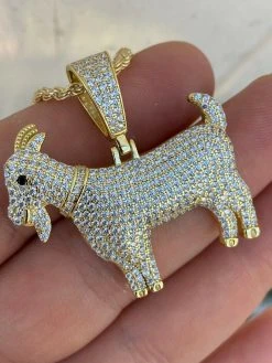 Moissanite GOAT Pendant Bling Necklace Iced Gold Silver Mens Pass Diamond Tester 23 Moissanite GOAT Pendant Bling Necklace Iced Gold Silver Mens Pass Diamond Tester -Harlem Bling Shop harlembling moissanite goat pendant bling necklace iced gold silver mens pass diamond tester 43126.1664380185