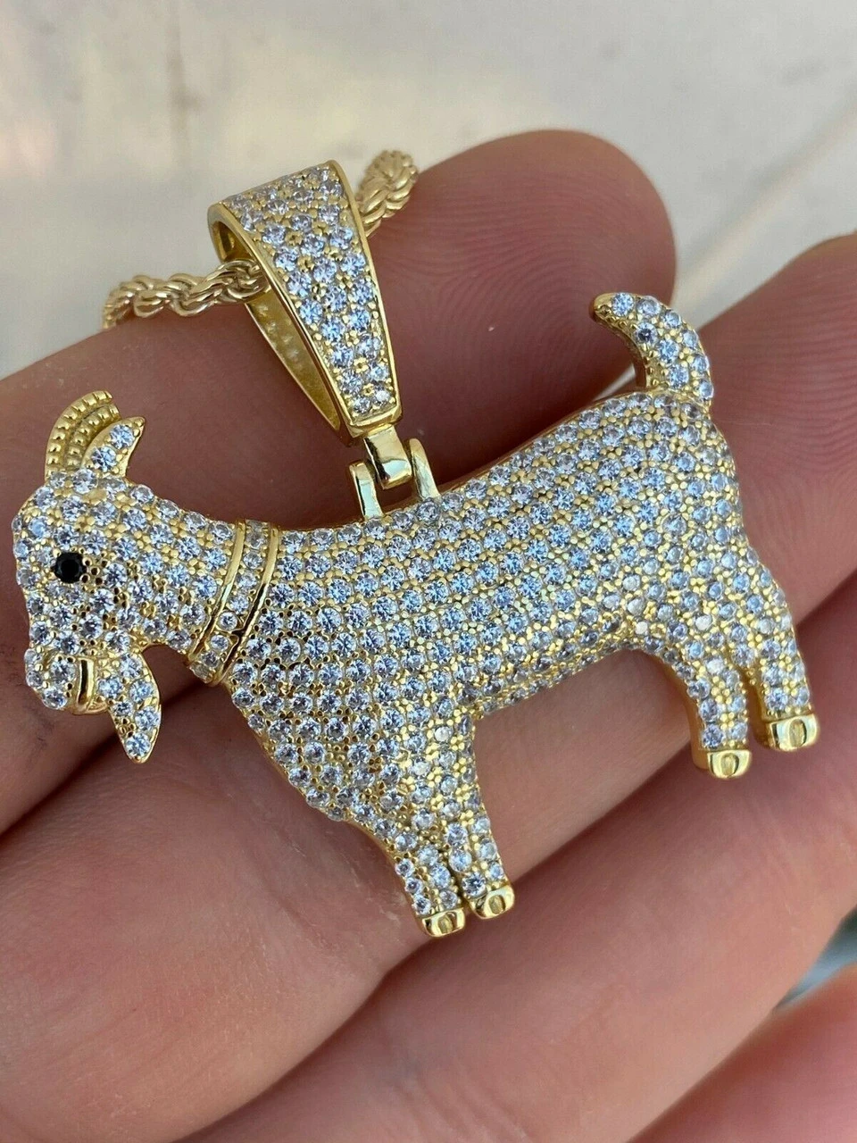 Moissanite GOAT Pendant Bling Necklace Iced Gold Silver Mens Pass Diamond Tester 12 Moissanite GOAT Pendant Bling Necklace Iced Gold Silver Mens Pass Diamond Tester - Image 10