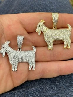 Moissanite GOAT Pendant Bling Necklace Iced Gold Silver Mens Pass Diamond Tester 21 Moissanite GOAT Pendant Bling Necklace Iced Gold Silver Mens Pass Diamond Tester -Harlem Bling Shop harlembling moissanite goat pendant bling necklace iced gold silver mens pass diamond tester 53377.1664397551