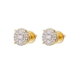 Moissanite Gold Vermeil HipHop 8mm Earrings Round Cluster Stud Pass Diamond Test -Harlem Bling Shop harlembling moissanite gold vermeil hiphop 8mm earrings round cluster stud pass diamond test 41988.1664358726