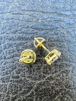 Moissanite Gold Vermeil HipHop 8mm Earrings Round Cluster Stud Pass Diamond Test -Harlem Bling Shop harlembling moissanite gold vermeil hiphop 8mm earrings round cluster stud pass diamond test 52357.1664361563