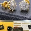 Moissanite Gold Vermeil HipHop 8mm Earrings Round Cluster Stud Pass Diamond Test 1 Moissanite Gold Vermeil HipHop 8mm Earrings Round Cluster Stud Pass Diamond Test -Harlem Bling Shop harlembling moissanite gold vermeil hiphop 8mm earrings round cluster stud pass diamond test 56866.1664361610