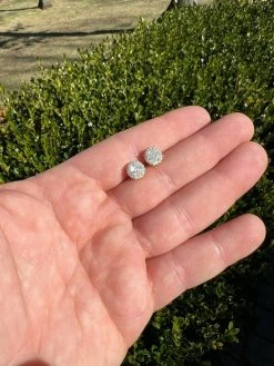 Moissanite Gold Vermeil HipHop 8mm Earrings Round Cluster Stud Pass Diamond Test -Harlem Bling Shop harlembling moissanite gold vermeil hiphop 8mm earrings round cluster stud pass diamond test 65885.1664359330