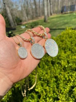 MOISSANITE Gold Vermeil Out Iced Round HipHop Pendant Necklace Pass Diamond Test 25 MOISSANITE Gold Vermeil Out Iced Round HipHop Pendant Necklace Pass Diamond Test -Harlem Bling Shop harlembling moissanite gold vermeil out iced round hiphop pendant necklace pass diamond test 08492.1664355960