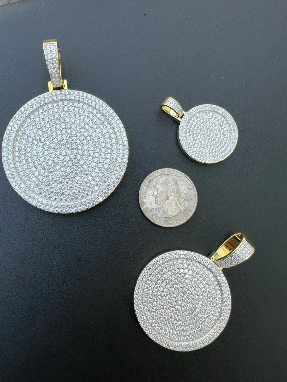 MOISSANITE Gold Vermeil Out Iced Round HipHop Pendant Necklace Pass Diamond Test 8 MOISSANITE Gold Vermeil Out Iced Round HipHop Pendant Necklace Pass Diamond Test - Image 6