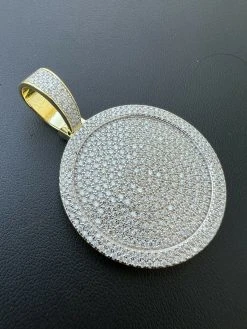 MOISSANITE Gold Vermeil Out Iced Round HipHop Pendant Necklace Pass Diamond Test 20 MOISSANITE Gold Vermeil Out Iced Round HipHop Pendant Necklace Pass Diamond Test -Harlem Bling Shop harlembling moissanite gold vermeil out iced round hiphop pendant necklace pass diamond test 81263.1664357619