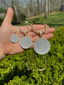 MOISSANITE Gold Vermeil Out Iced Round HipHop Pendant Necklace Pass Diamond Test 17 MOISSANITE Gold Vermeil Out Iced Round HipHop Pendant Necklace Pass Diamond Test -Harlem Bling Shop harlembling moissanite gold vermeil out iced round hiphop pendant necklace pass diamond test 84760.1664357014