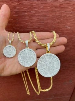 MOISSANITE Gold Vermeil Out Iced Round HipHop Pendant Necklace Pass Diamond Test 24 MOISSANITE Gold Vermeil Out Iced Round HipHop Pendant Necklace Pass Diamond Test -Harlem Bling Shop harlembling moissanite gold vermeil out iced round hiphop pendant necklace pass diamond test 87005.1664357883