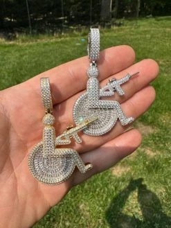 Moissanite Handicap In Wheelchair & AK47 Gun 925 Silver/Gold Plated Iced Pendant 36 Moissanite Handicap In Wheelchair & AK47 Gun 925 Silver/Gold Plated Iced Pendant -Harlem Bling Shop harlembling moissanite handicap in wheelchair and ak47 gun 925 silvergold plated iced pendant 17322.1684271239