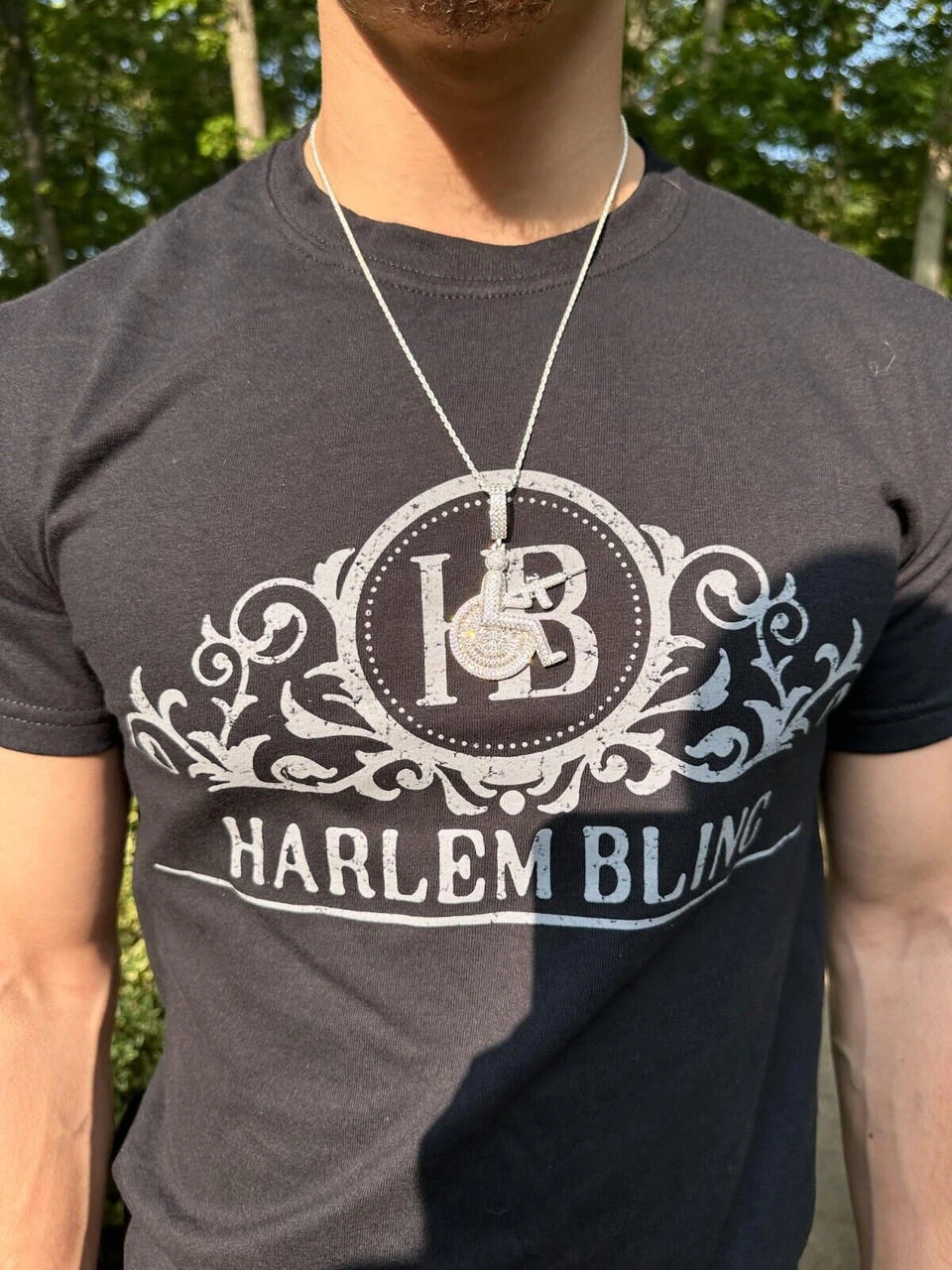 Moissanite Handicap In Wheelchair & AK47 Gun 925 Silver/Gold Plated Iced Pendant 5 Moissanite Handicap In Wheelchair & AK47 Gun 925 Silver/Gold Plated Iced Pendant - Image 3