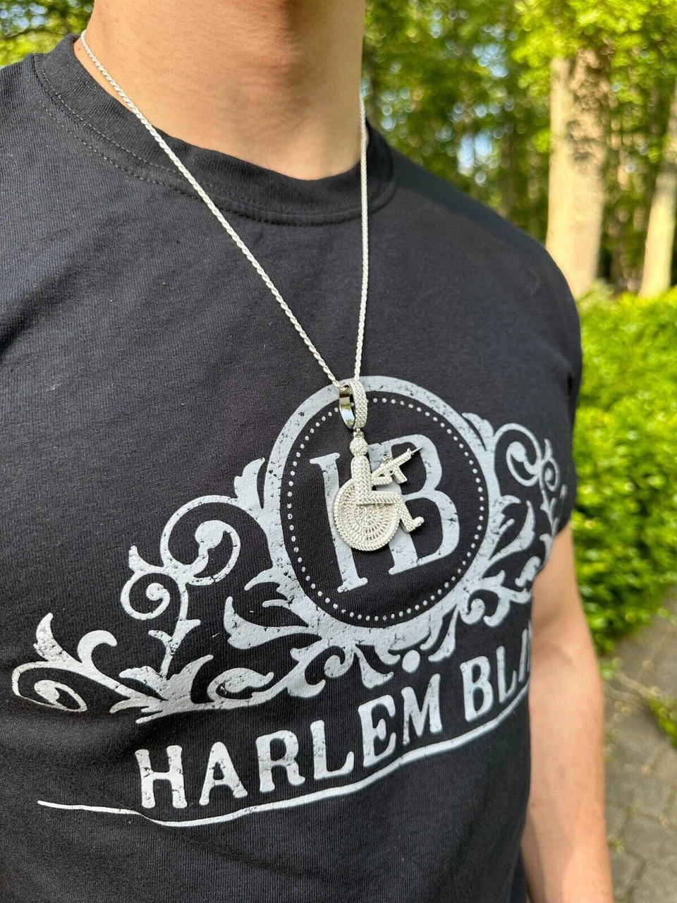 Moissanite Handicap In Wheelchair & AK47 Gun 925 Silver/Gold Plated Iced Pendant 9 Moissanite Handicap In Wheelchair & AK47 Gun 925 Silver/Gold Plated Iced Pendant - Image 7