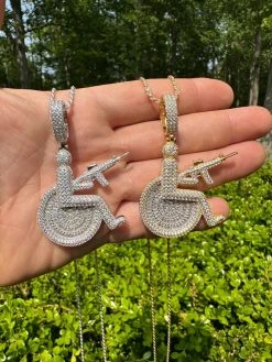 Moissanite Handicap In Wheelchair & AK47 Gun 925 Silver/Gold Plated Iced Pendant 38 Moissanite Handicap In Wheelchair & AK47 Gun 925 Silver/Gold Plated Iced Pendant -Harlem Bling Shop harlembling moissanite handicap in wheelchair and ak47 gun 925 silvergold plated iced pendant 57523.1684271483