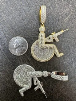 Moissanite Handicap In Wheelchair & AK47 Gun 925 Silver/Gold Plated Iced Pendant 29 Moissanite Handicap In Wheelchair & AK47 Gun 925 Silver/Gold Plated Iced Pendant -Harlem Bling Shop harlembling moissanite handicap in wheelchair and ak47 gun 925 silvergold plated iced pendant 71971.1684271448