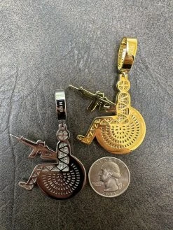 Moissanite Handicap In Wheelchair & AK47 Gun 925 Silver/Gold Plated Iced Pendant 32 Moissanite Handicap In Wheelchair & AK47 Gun 925 Silver/Gold Plated Iced Pendant -Harlem Bling Shop harlembling moissanite handicap in wheelchair and ak47 gun 925 silvergold plated iced pendant 73060.1684271459